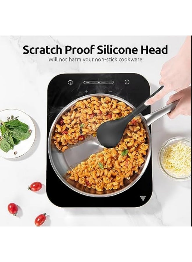 U-Taste 5-Piece Non-Stick Silicone Kitchen Utensil Set - Heat Resistant Cooking Tools including Spatula, Ladle, and Slotted Spoon - Black - Image 4
